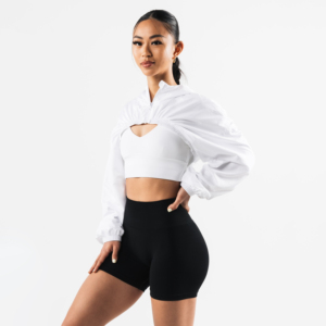 Veste coupe-vent courte personnalisée pour femme, à capuche, légère, en polyester, coupe-vent, style streetwear, étiquette OEM, vente en gros, vestes tendance - Product Image 3
