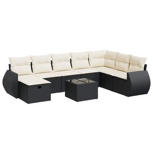 Set Divano da Giardino in Rattan Nero 6 Posti Resistente alle Intemperie Arredamento da Esterno Design Contemporaneo - Product Image 2