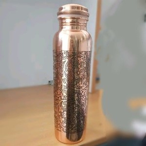 Luxury Floral Design Copper <b>Bottle</b> for <b>Water</b> Storage Leak Proof Ayurvedic Drinkware for Home Hotel Travel Office and Daily Use - Product Image 6