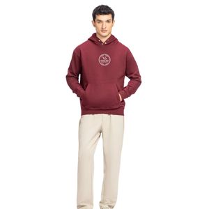Sweat à capuche pour homme, coupe classique, en tissu polaire marron, avec patch en caoutchouc, boutons-pression, style streetwear décontracté, OEM ODM - Product Image 1