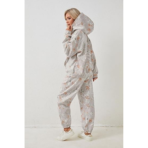 Ensemble sweat-shirt à capuche et pantalon de jogging pour femme, coupe ample décontractée, 2 pièces, en molleton extensible, pour toutes les saisons - Product Image 4