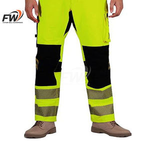 Pantalon de travail décontracté haute visibilité pour hommes, vêtements de sécurité réfléchissants avec taille élastique, cordon de serrage et poches - Product Image 5