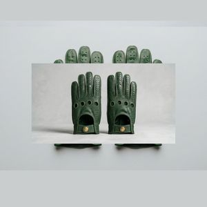 Nouveaux gants de mode pour hommes en cuir véritable non doublés, gants de conduite tricotés, gants de sport à écran tactile et mitaines - Product Image 2
