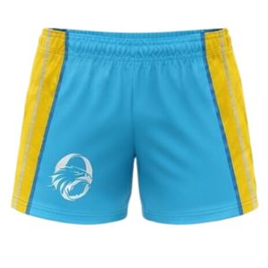Men Sky Blue Yellow Sublimated Netball Jersey Shorts <b>Set</b> Polyester Lightweight Athletic Uniform Side Stripe Panel Training - Product Image 4
