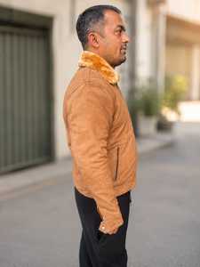 <b>Mens</b> Genuine Leather <b>Jacket</b> Turn-down Collar | Winter Waterproof Windproof Breathable Zip-Up Casual <b>Jacket</b> Fur Trim | Custom - Product Image 1