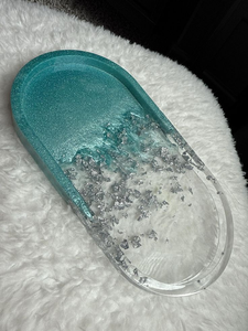 Plateau de service de luxe en résine fait main à un seul niveau pour le rangement des aliments dans la cuisine, la salle de bain, le salon, le restaurant, l'hôtel, et pour les outils à épices - Product Image 5