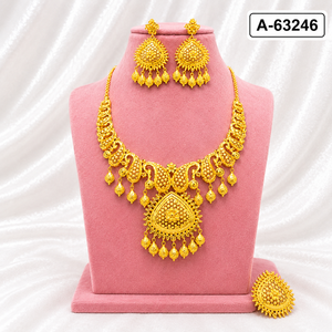 Conjunto de Joyería Chapada en Oro con Diseño Floral, Collar y Aretes para Mujer, Aleación para Bodas, A-63250, Estilo Clásico - Product Image 5
