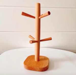 Bamboo and Wood <b>Tree</b>-Shaped Beverage <b>Mug</b> Holder Living Room Cup Storage Rack with No-Drilling Standing Design Freestanding - Product Image 5