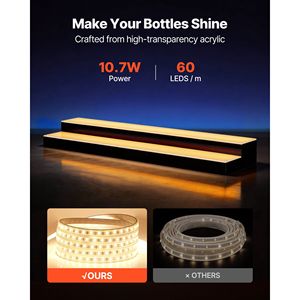 2-Tier 40-Inch <b>LED</b> <b>Lighted</b> USB Acrylic Display for Home <b>Bar</b> Remote-controlled Wine Rack with Illuminated Liquor Bottle Shelf - Product Image 3