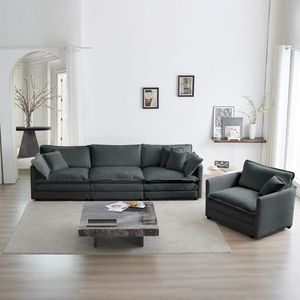 Set di Divani Componibili Moderni a 2 Pezzi Imbottiti per Soggiorno e Appartamento con Seduta Profonda - Product Image 2