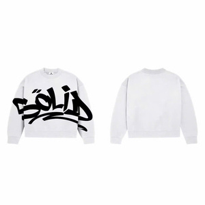 เสื้อสเวตเตอร์คอกลมสีขาวผู้หญิงผ้าฝ้าย 100% ถักลายตัวอักษรลำลองสไตล์ฤดูใบไม้ร่วงทรงปกติแขนยาว - Product Image 3