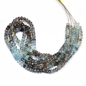 Cuentas facetadas de aguamarina natural de 6mm-7mm, calidad AAA+, tipo rondel, para joyería - Product Image 6