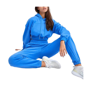 High Quality Custom Logo Women Sweat Suit 2 Piece Set Women's Crop Top <b>Tracksuit</b> Women Casual Wear - Product Image 2
