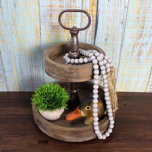 Guirlande de perles en bois avec pompons, style rustique campagnard, gris vieilli, chaîne de perles de prière en bois, décoration murale pour la maison et les fêtes - Product Image 4