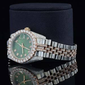 Nouvelle montre de luxe pour homme en argent sterling 925 de qualité supérieure avec cadran vert en moissanite, montre personnalisable avec diamants - Product Image 4