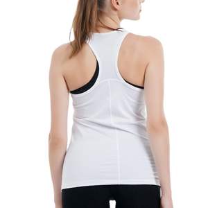 Camiseta sin mangas blanca para mujer, estilo racerback, para gimnasio, fitness, running, yoga, transpirable, de secado rápido, elástica, ropa deportiva, chaleco de entrenamiento - Product Image 2