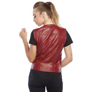 Chaleco de Cuero Negro para Mujer, Estilo Moto, Corte Corto, Cierre Frontal con Cremallera, Sin Mangas, Personalizado, en Oferta - Product Image 3