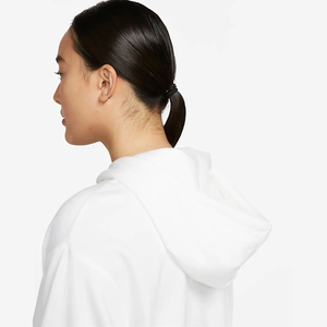 Sudadera con capucha blanca holgada para mujer, 66% algodón, 34% poliéster reciclado, tacto suave, bolsillo canguro, estilo crop frontal para invierno - Product Image 4