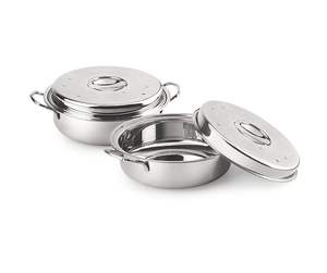 Casserole en acier inoxydable classique et écologique avec couvercle pour cuisiner et servir - Product Image 2