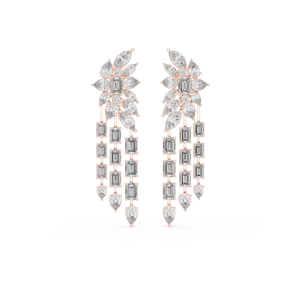 Candelabros ROYAL CASCADE con diamantes cultivados en laboratorio, engastados en oro rosa de 18 quilates, para compromiso, boda, regalo de San Valentín, uso diario. - Product Image 1