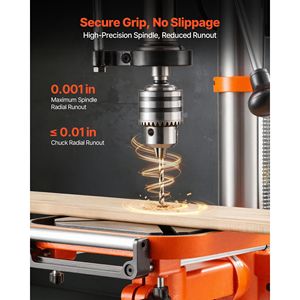 Trapano a Colonna da Banco da 12 Pollici, 6.2 Amp, 1 HP, 530-3140 RPM, Velocità Variabile, Tavolo Inclinabile 0-45 Gradi, Batteria Inclusa - Product Image 6