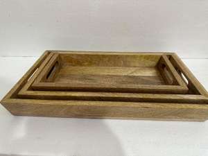 Wooden Mango <b>Tray</b> For Serving Food And <b>Drinks</b> Natural Mango Wood Serving <b>Tray</b> For Kitchen And Dining Handcrafted - Product Image 4