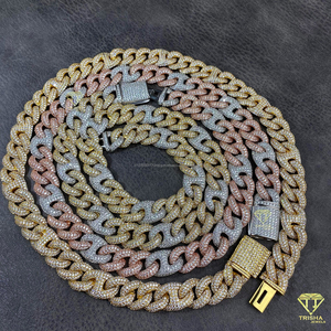 Cadena Cubana Miami Estilo Hip Hop con Diseño de Nariz de Cerdo y Moissanita, Chapada en Oro, Plata de Ley 925, Joyería Unisex al por Mayor - Product Image 2