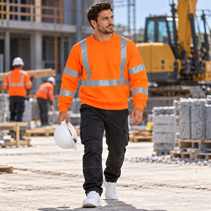 High Quality High Visibility Sweatshirt Reflective Tape Workwear Safety Sweatshirt <b>Fleece</b> <b>Work</b> Sweater Custom <b>Men's</b> Safety Shirt - Product Image 6