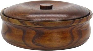 Cuencos de madera hechos a mano con tapas, diseño tradicional chino con vetas de madera natural para servir alimentos, cocina de madera premium. - Product Image 5