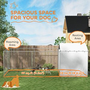 Grande Recinto per Cani in Rete Metallica Zincata con Copertura Impermeabile Anti-UV 6m x 2.3m x 2.3m per Cani di Taglia Media e Grande - Product Image 4