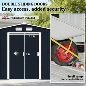 Capanno in Metallo Grigio Chiaro e Grigio Scuro per Giardino o Deposito Attrezzi - Product Image 3