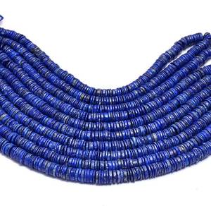Lapis Lazuli ธรรมชาติลูกปัดพลอยรูปทรงยางรถยนต์แบบเรียบ heishi ลูกปัดหลวม4-5มม. สำหรับการทำเครื่องประดับจากผู้ผลิต - Product Image 3