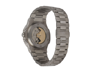 Reloj de Lujo Cuadrado con Incrustaciones de Moissanita Azul VVS en Acero Inoxidable |   Movimiento de Cuarzo, Resistente al Agua 5BAR, Cronógrafo, Alarma - Product Image 2