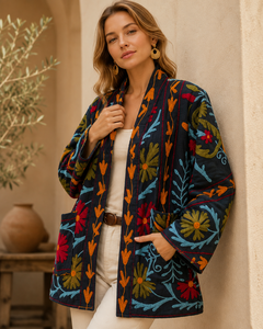 Chaqueta Suzani Acolchada de Punto de la Mejor Calidad, Bordado Artesanal, Reversible, Estilo Vintage, Gruesa - Product Image 1