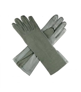 <b>Fire</b> Proof Heat Resistant Durable Pilot OEM Breathable Leather Weight Tactical Long Gauntlet Sage Green Aramid Gloves Anti-Slip - Product Image 1