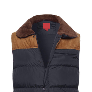 Men's <b>Black</b> Puffer <b>Vest</b> With Brown Fur Collar Button Closure Windproof Casual Winter Outerwear 100% Polyester - Product Image 4