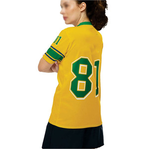 Maillot de football en mesh personnalisé pour femmes du Brésil, col en V, t-shirt d'équipe athlétique, fabricant et fournisseur de vêtements de sport OEM, marque privée, États-Unis - Product Image 2