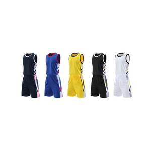 OEM Men Basketball Jersey Set Blue <b>Red</b> <b>White</b> <b>Striped</b> Sleeveless Tank Top Elastic Waist Shorts Moisture Wicking Breathable - Product Image 5