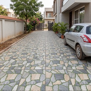 Carreaux de sol extérieurs vitrifiés robustes 400x400mm 12mm, finition perforée antidérapante pour parking, allée, jardin, passerelle, usage commercial - Product Image 4