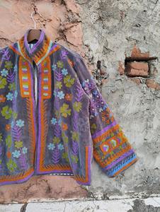 Nouveautés : Veste en velours brodée style bohème indien, veste de luxe artisanale Suzani, unisexe - Product Image 5