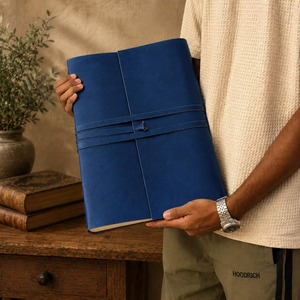 Diario de Cuero Hecho a Mano Extra Grande, Personalizado, Encuadernado Estilo Vintage, Cuaderno de Escritura Grimoire, Papel Rústico con Borde Deshilachado, Regalo, 100 Hojas - Product Image 4