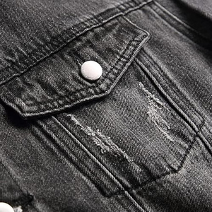 Factory Made Custom Mens <b>Denim</b> <b>Jacket</b> Slim Fit Casual Winter Outerwear Button 100% Cotton Vintage Style Embroidered Print - Product Image 6