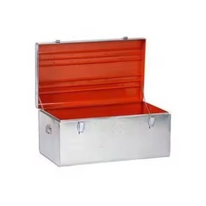Juego de 2 baúles metálicos gris claro con detalles en oro rosa, juego de 3 cajas de acero apilables para almacenamiento de ropa en el dormitorio del hogar. - Product Image 4