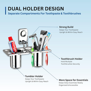 Soporte para cepillos de dientes para baño, organizador de cepillos y pasta de dientes, elegante soporte de almacenamiento para baño, para encimera de tocador - Product Image 3