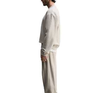 Sweat-shirt à col rond surdimensionné 100% coton tricoté couleur unie minimaliste respirant pour l'automne - Product Image 3