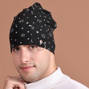 New Black Star Pattern <b>Beanie</b> Unisex Acrylic Knit Winter Hat Casual Style 56-58CM Head Circumference with Button Decoration - Product Image 4
