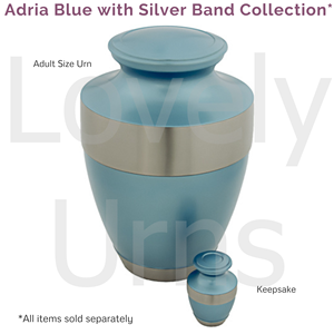 Urna Funeraria Azul Adria con Banda Plateada, Urna para Cenizas de Adulto, Recuerdo Conmemorativo Moderno y Elegante, Accesorios para Entierro - Product Image 4