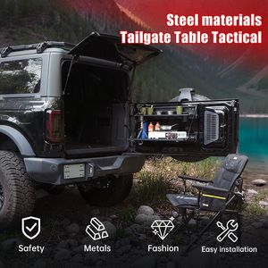 Rack portaoggetti posteriore pieghevole a 2 livelli per Ford Bronco 2021-2024, mensola da scrivania per portellone, pannello Molle per supporto portacarichi - Product Image 4