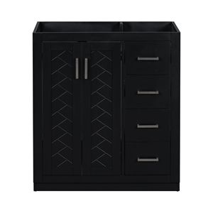 Mobile Bagno in Legno Massello da 30 Pollici con 3 Cassetti, Armadietto Autoportante con Chiusura Ammortizzata, Senza Lavabo - Product Image 2