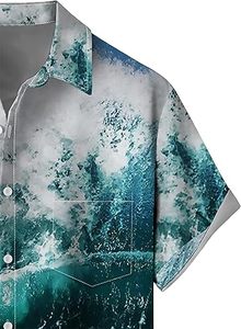 Chemise d'été pour homme en polyester respirant, imprimé floral, manches courtes, style hawaïen, pour la plage - Product Image 4